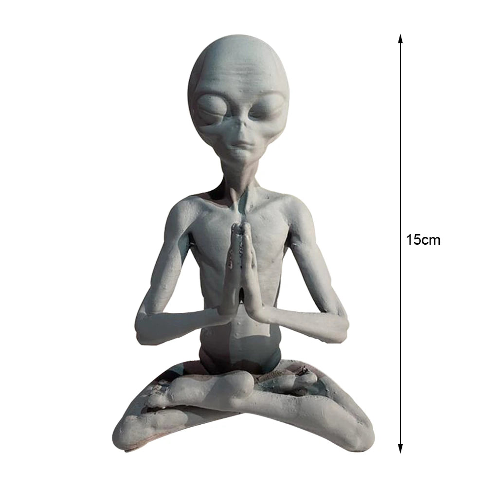 Mini Creative Meditating Alien Figurines Miniatures Resin Statue Modern Home Office Desktop Decoration Ornaments Sculptures Gift
