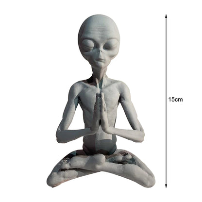 Mini Creative Meditating Alien Figurines Miniatures Resin Statue Modern Home Office Desktop Decoration Ornaments Sculptures Gift