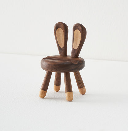 Walnut Rabbit Ears Small Bench Mobile Phone Bracket Exquisite Desktop Ornament